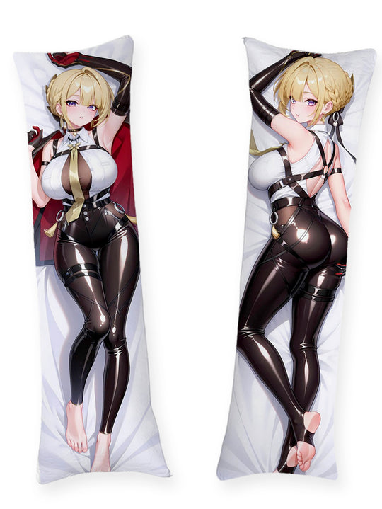 Dakimakura Evelyn Latex Nero e Mantello Rosso
