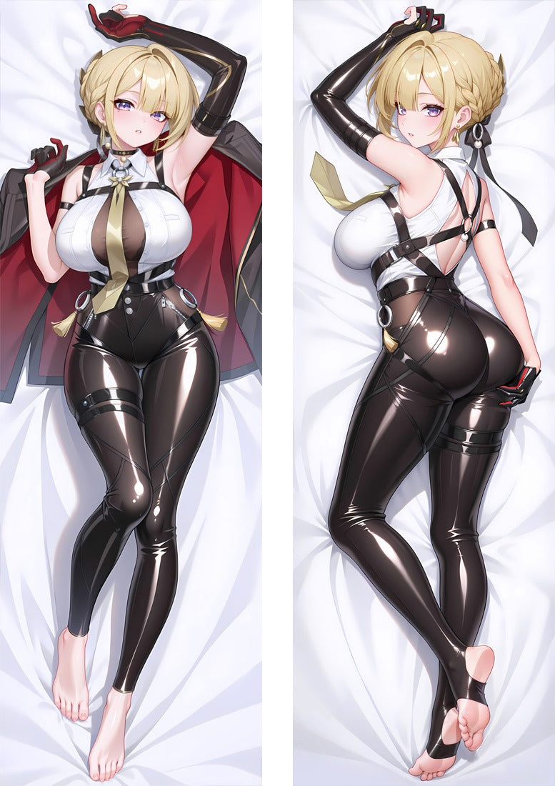 Dakimakura Evelyn Latex Nero e Mantello Rosso